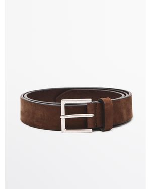MASSIMO DUTTI Square Buckle Belt - Brown