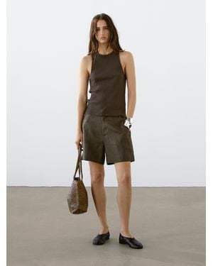 MASSIMO DUTTI 100% Linen Short Bermuda Shorts - White