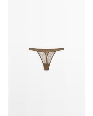 MASSIMO DUTTI Tanga Van Kant Met Bloemmotief En Elastische Tailleband - Meerkleurig