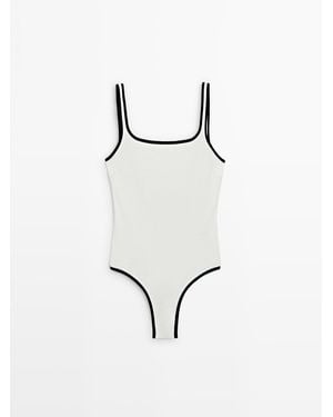 MASSIMO DUTTI Badpak Met Textuur En Contrast - Wit