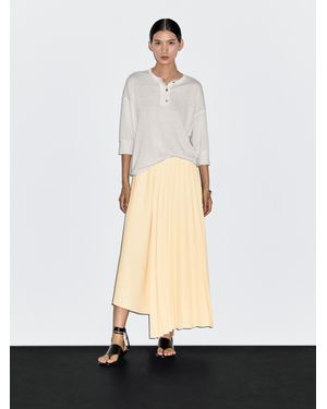 MASSIMO DUTTI Asymmetric Box Pleat Skirt - White