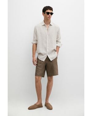 MASSIMO DUTTI Regular Fit Pinstripe Shirt - Natural