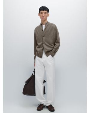 MASSIMO DUTTI Cárdigan Punto 100% Cashmere - Blanco