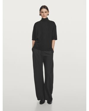 MASSIMO DUTTI Jersey Punto Manga Corta Lana - Negro