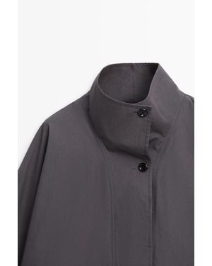 MASSIMO DUTTI Short Cotton Cape Jacket - Black
