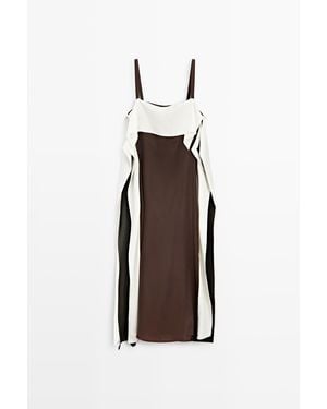 MASSIMO DUTTI Gecombineerde Soepelvallende Midi-Jurk - Wit