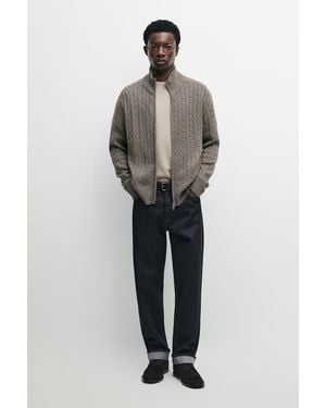 MASSIMO DUTTI Wool Blend Cable Knit Cardigan - Multicolour