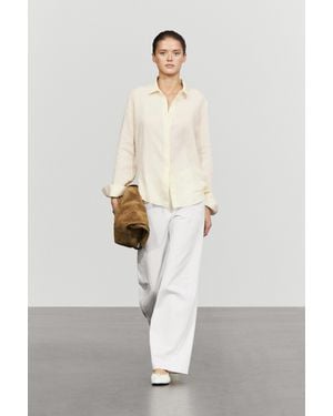MASSIMO DUTTI Flowing 100% Linen Shirt - Gray