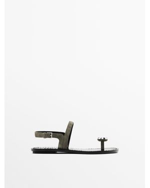 MASSIMO DUTTI Sandaal Met Metalen Neus - Wit