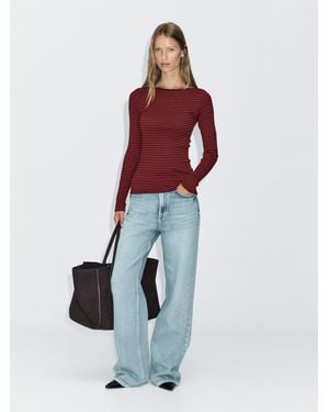 MASSIMO DUTTI Gestreiftes Langarmshirt - Rot