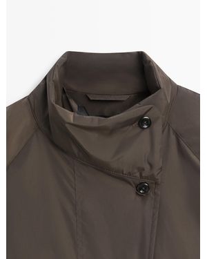 MASSIMO DUTTI Long Quilted Jacket - White