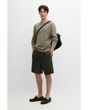 MASSIMO DUTTI Linen Darted Bermuda Shorts - Gray