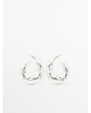 MASSIMO DUTTI Textured Hoop Earrings - White