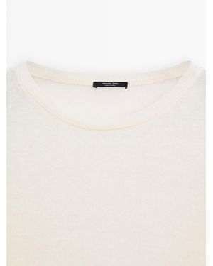 MASSIMO DUTTI Lightweight Wool-Linen Blend T-Shirt - White