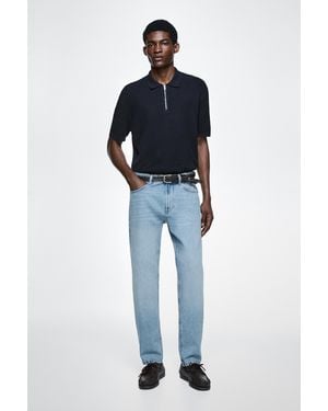 MASSIMO DUTTI Bleach Washed Tapered Fit Jeans - Blue