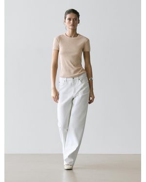 MASSIMO DUTTI Short Sleeve Cotton T-Shirt - White