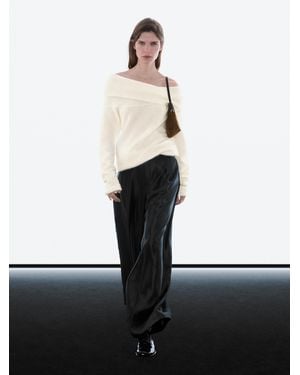 MASSIMO DUTTI Pantalón Ancho Pinzas Volumen - Blanco