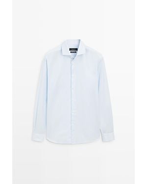 MASSIMO DUTTI 100% Cotton Striped Shirt - White