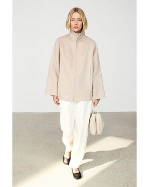 MASSIMO DUTTI Wool Blend Bomber Jacket - Natural