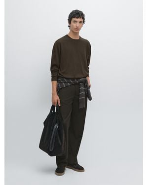 MASSIMO DUTTI Jersey Punto 100% Lana Merino - Blanco