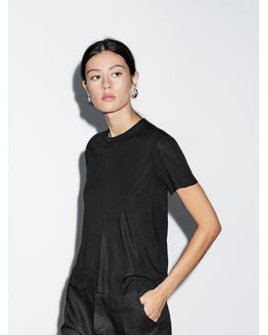 MASSIMO DUTTI Flowing Short Sleeve T-Shirt - Black