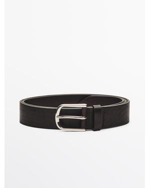 MASSIMO DUTTI Nappa Leather Belt - Black