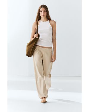 MASSIMO DUTTI Relaxed Fit Parachute Trousers - Natural