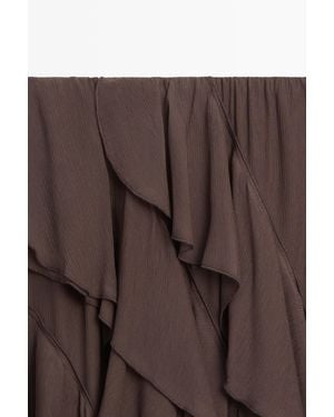 MASSIMO DUTTI Flowing Ruffled Midi Skirt - Brown