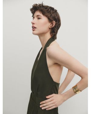 MASSIMO DUTTI Poplin Halter Midi Dress - Natural