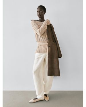 MASSIMO DUTTI Linen Blend Sarouel Pants - White