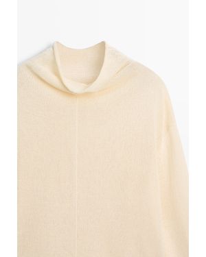 MASSIMO DUTTI Cotton Blend Cutwork Knit Jumper - Natural