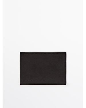MASSIMO DUTTI Nappa Leather Landscape Wallet - Black