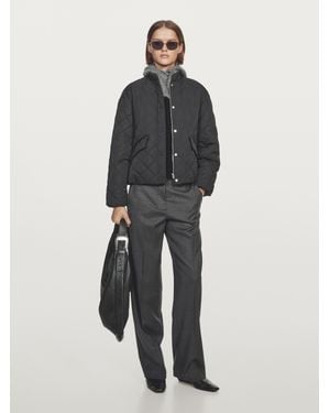 MASSIMO DUTTI Short Water-Repellent Quilted Bomber Jacket - Black