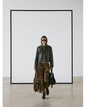 MASSIMO DUTTI Flowing Asymmetric Midi Skirt - Grey