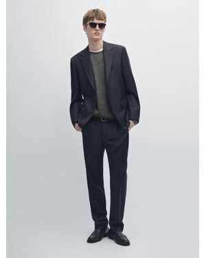 MASSIMO DUTTI Wool Suit Trousers - Blue