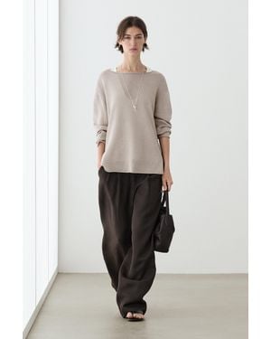 MASSIMO DUTTI 100% Mercerised Cotton Sweater - Natural