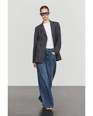 MASSIMO DUTTI Blazer Doppiopetto Con Tasche - Blu
