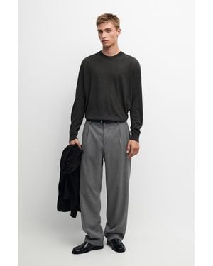 MASSIMO DUTTI Cool Wool Blend Darted Pants - Black