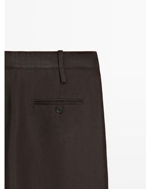 MASSIMO DUTTI Darted Trousers With Belt Loop Detail - Black