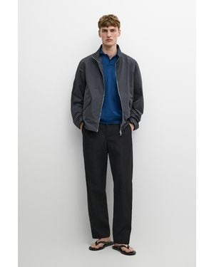 MASSIMO DUTTI High Neck Jacket With Pocket Details - Blue