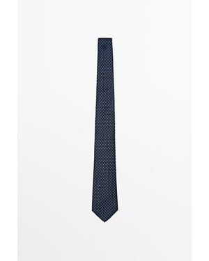 MASSIMO DUTTI Cravatta A Pois 100% Seta - Blu