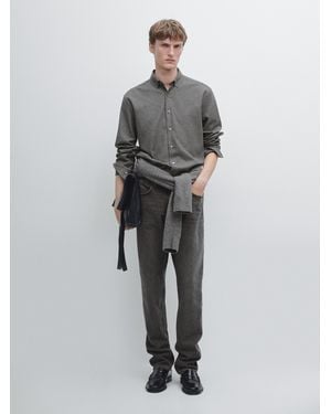 MASSIMO DUTTI Regular Fit Check Shirt - Grey