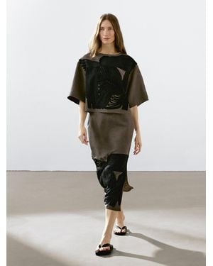 MASSIMO DUTTI Camicetta Morbida Con Nastri A Contrasto - Verde