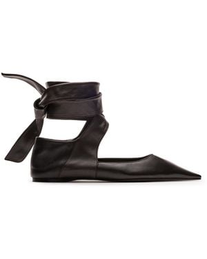 MASSIMO DUTTI Leren Ballerina Met Veters - Zwart