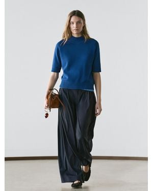 MASSIMO DUTTI Jersey Punto Mezcla Algodón - Azul