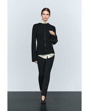 MASSIMO DUTTI Multi-Button Knit Cardigan - Black
