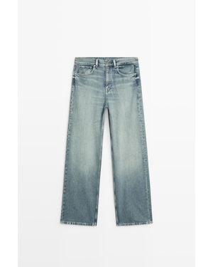 MASSIMO DUTTI Wide Leg Jeans Met Hoge Taille - Blauw