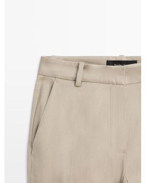 MASSIMO DUTTI Straight-Leg Linen Blend Trousers - Natural