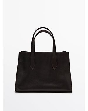 MASSIMO DUTTI Shopper Aus Nappaleder - Schwarz