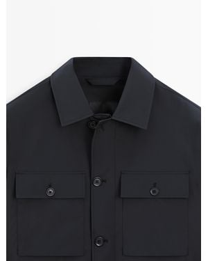 MASSIMO DUTTI Short Jacket With Pocket Detail - Blue